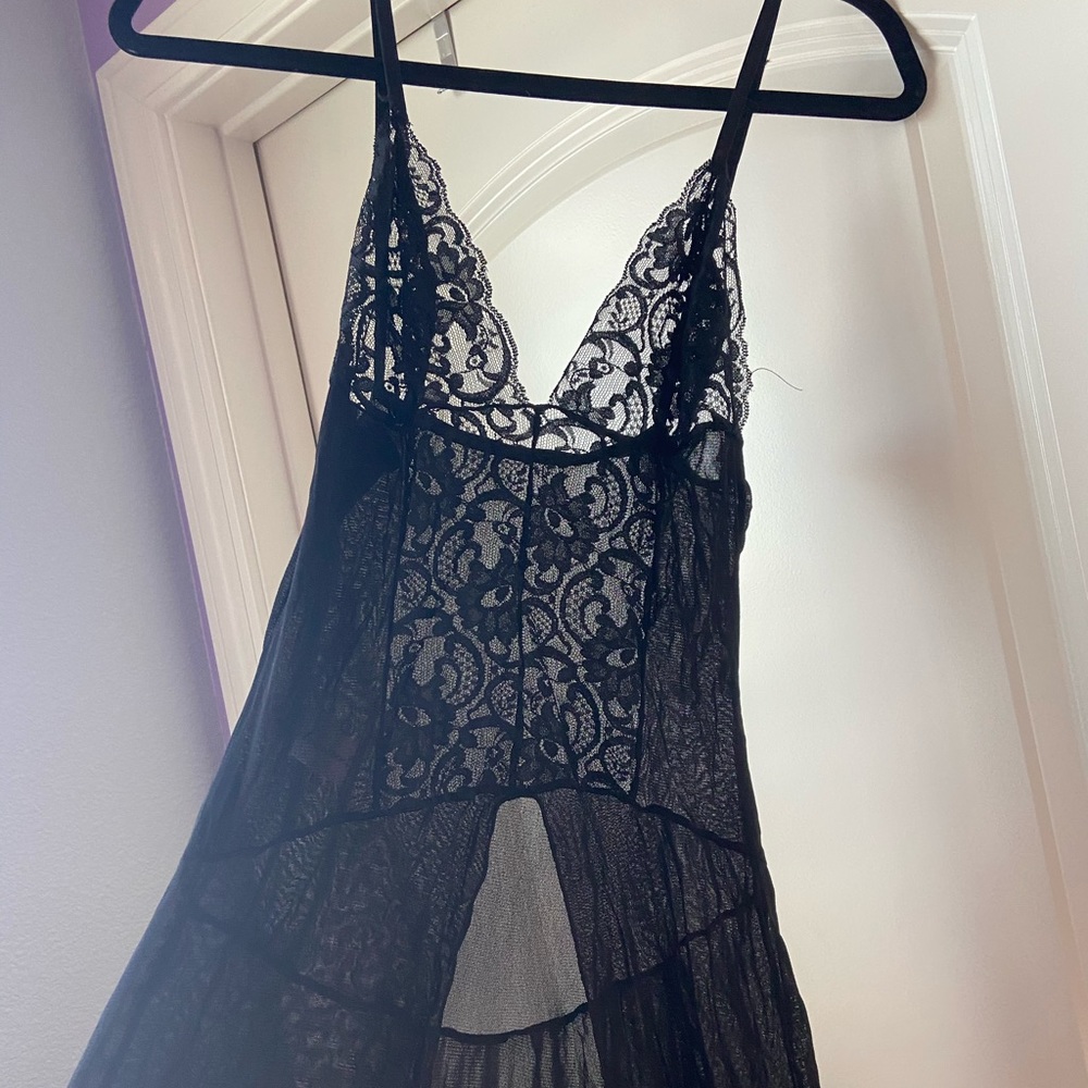 Long Black Lace Lingerie